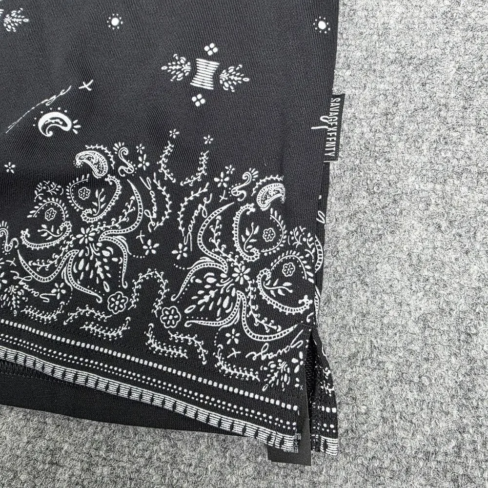Savage X Fenty Shirt Womens 4X Black Bandana Paisley Long Sleeve Polo Top - Picture 13 of 16